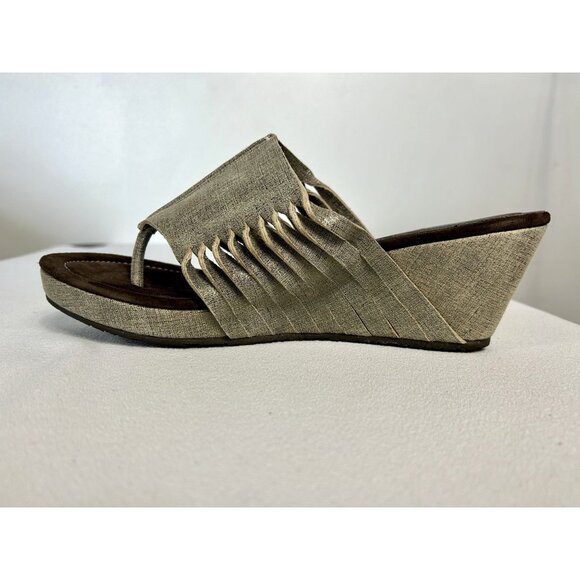 Donald J Pliner Glorie Wedge Sandals in Pewter - Sz 10 - Picture 3 of 9